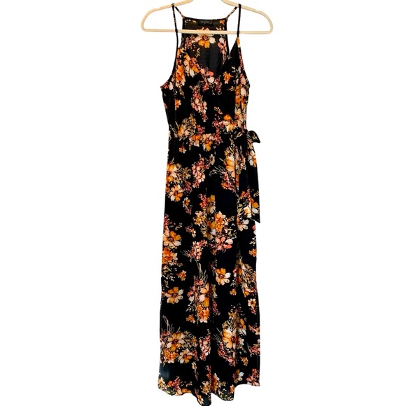 SCOBE | Black Floral Halter Maxi Dress | Medium - Picture 1 of 14